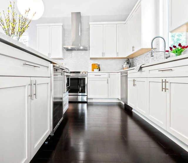 White Kitchen Cabinets with Black Hardware