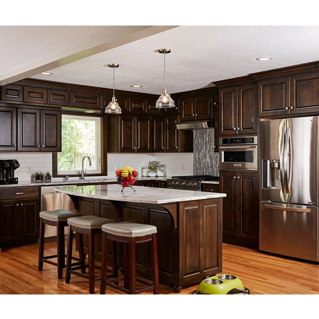 kitchen with dark brown cabinets