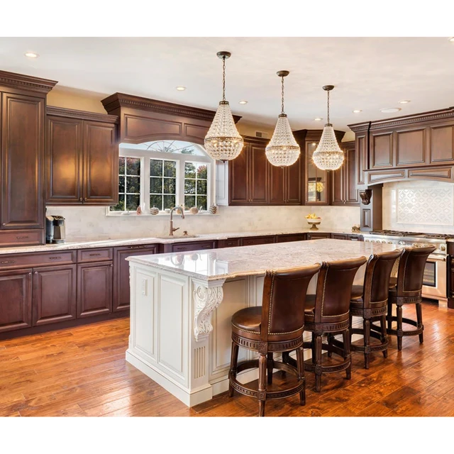 kitchen with dark brown cabinets