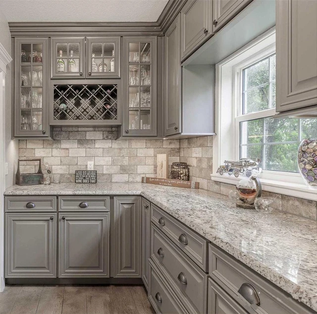 grey and white kitchen