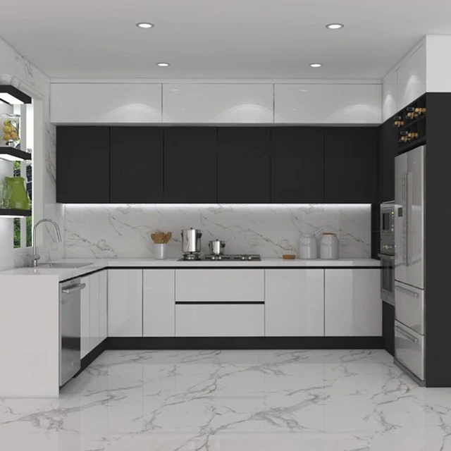 white and black kitchen