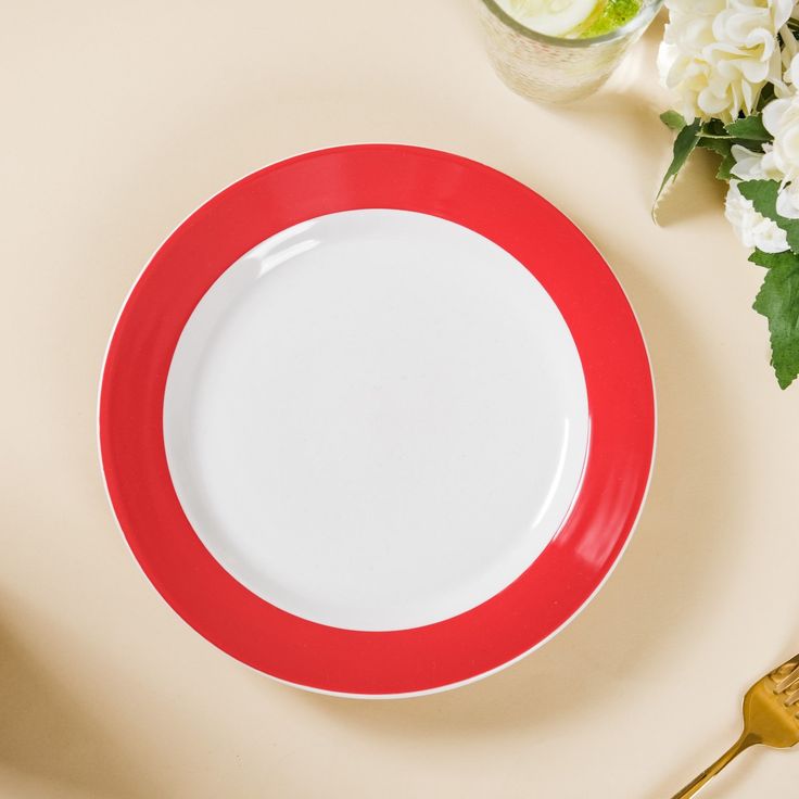 red and white tableware