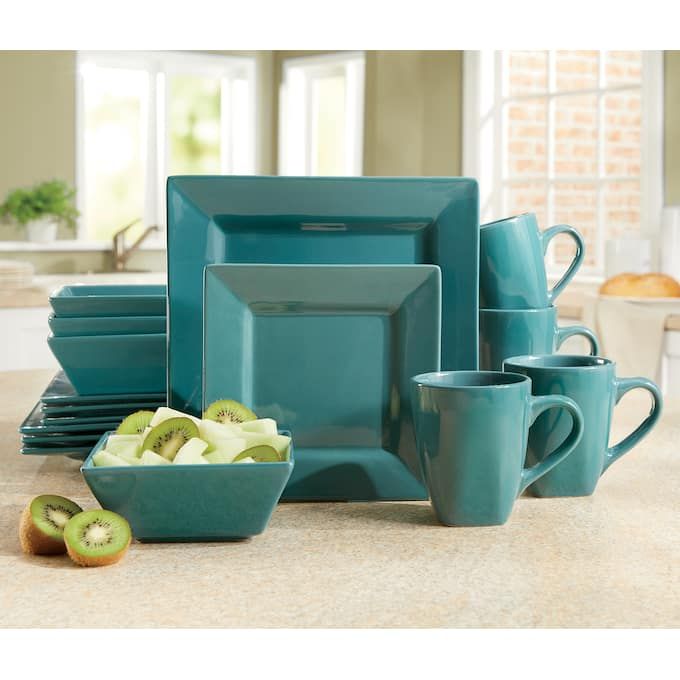 16-Piece Solid Square Dinnerware Set