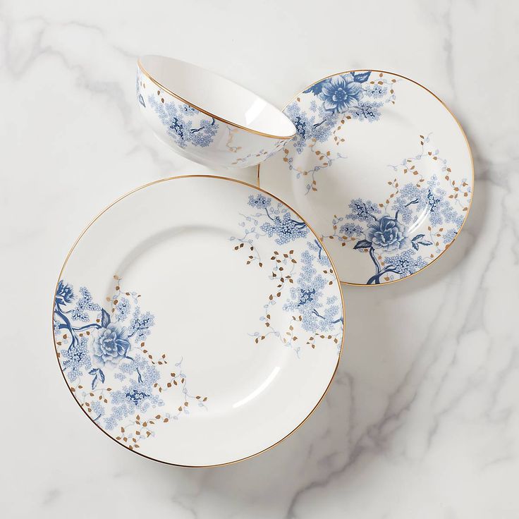 blue and white tableware