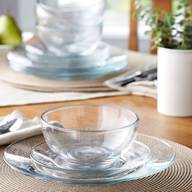 clear glass tableware